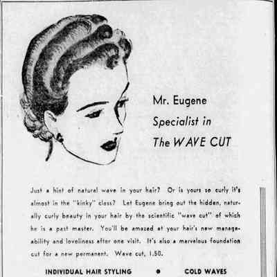 Early Advertisement for Eugene Hair Stylist from The Item, June 8, 1944.