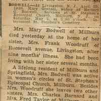 Wehrle Scrapbook: Bodwell obituary, Moffat wedding