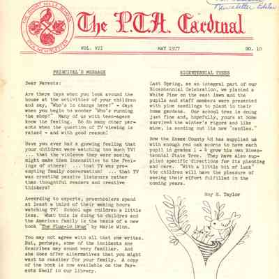 Short Hills School: Short Hills School PTA Cardinal Newsletters, 1977-1978
