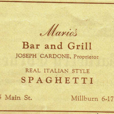 Mario's Bar and Grill Advertisement, 1939