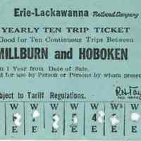 Railroad: Erie-Lackawanna Millburn and Hoboken 10 Trip Ticket, 1967