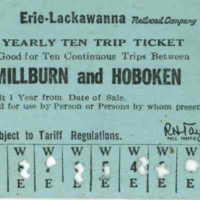 Railroad: Erie-Lackawanna Millburn and Hoboken 10 Trip Ticket, 1967