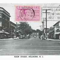 Main Street: Main Street and Millburn Avenue Centennial Postcard, 1957