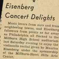 Millburn Art Center: Maurice Eisenberg Concert Review, 1945