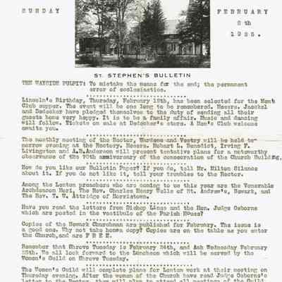 Wehrle Scrapbook: St. Stephen's Bulletin, 1925
