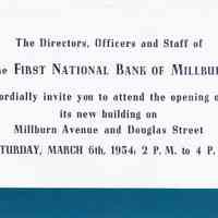          First National Bank of Millburn Opening Invitation, 1954 picture number 2
   