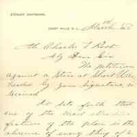 Hartshorn: Charles Root Letter About Store Petition, 1885