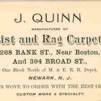          H= 2/34 in L= 4 1/2 in; James Quinn operated a store on 394 Broad Street until April 1909, when he moved to 374 Broad Street
   