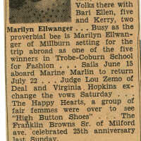          Notice of Ellwanger's Trobe-Courn School for Fashion award to travel abroad.
   