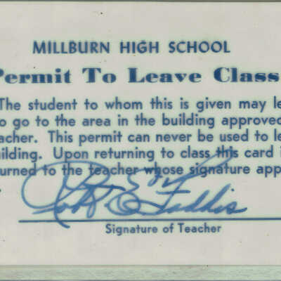 Millburn High School Hall Pass