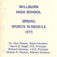 Millburn High School: Spring Sports Schedule, 1975