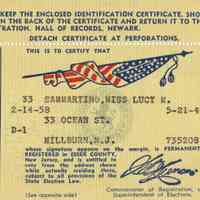          Sammartino: Lucy Sammartino Voter Registration Card picture number 1
   