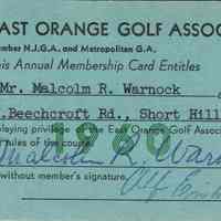 Warnock: Malcolm Warnock East Orange Golf Club Cards