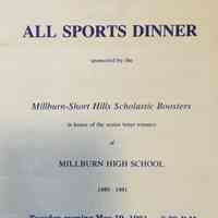 Millburn High School: All Sports Dinner Program, 1981