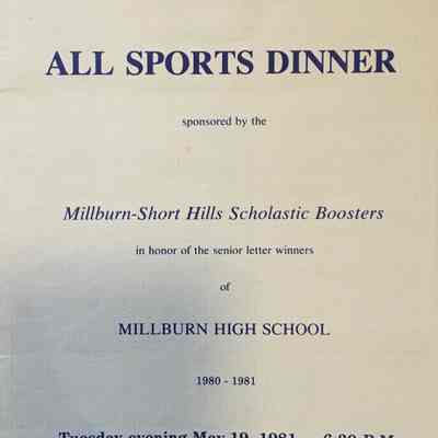Millburn High School: All Sports Dinner Program, 1981