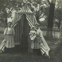 Marshall-Schmidt Album: Margaret Marshall and Girl with Play Tent