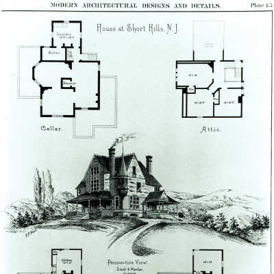 Anchorage, 40 Knollwood Drive, Perspective View & Floor Plans, 1881