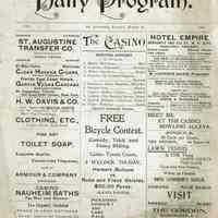 Kellogg: St. Augustine Florida, Daily Resort Programs, 1902