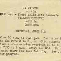          Millburn Art Center 1945 Scrapbook: Village Festival Reporting and Rain Date, 1945 picture number 5
   