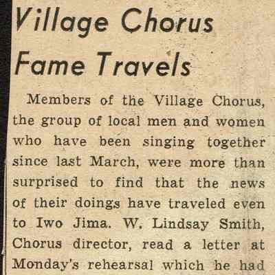 Millburn Art Center 1945 Scrapbook: Village Chorus Fame, 1945