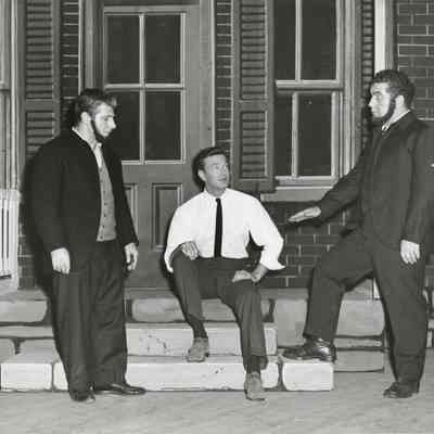 Buck Kartalian and Alfred Medinets talk with Warde Donovan in Plain and Fancy, 1956.