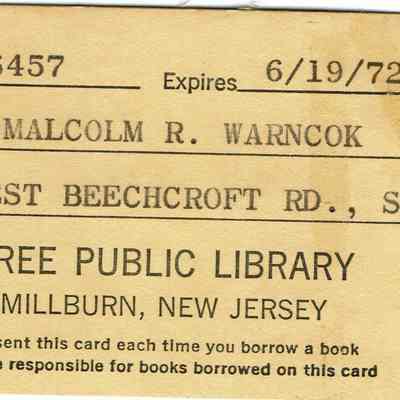 Warnock: Malcolm Warnock Library Card, 1972