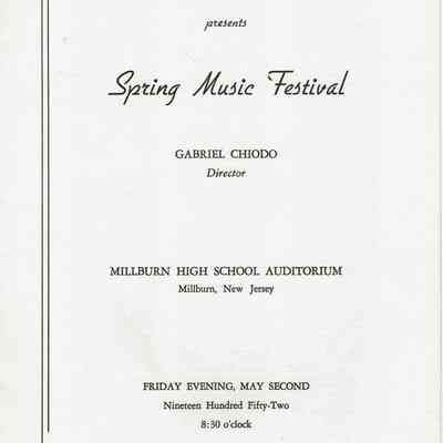 MHS Scrapbook: Millburn High School Vocal Music Festival Program, 1952