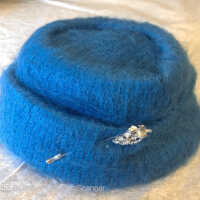 Hat: Blue Wool Hat with Silver Accessory