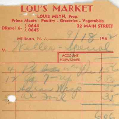 Receipt for Refreshments for Friendship Tea SMS PTA, Sept 18, 1962