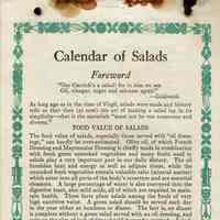          Cookbook: Calendar Of Salads, c. 1915 picture number 2
   