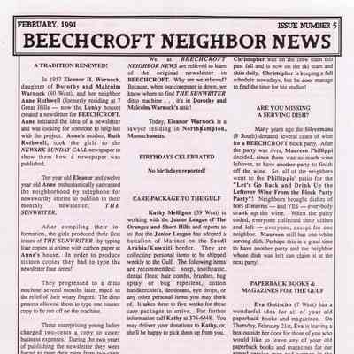 Beechcroft: Neighbor Newsletters & Celebrations