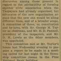 Wyoming Civic Association: Civic Groups Meet in Millburn Township to form the Taxpayers Associations, 1913