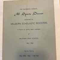 Dunn: Millburn High School All Sports Dinner Program, 1962