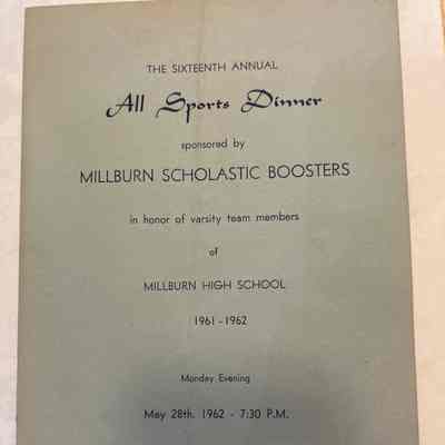 Dunn: Millburn High School All Sports Dinner Program, 1962