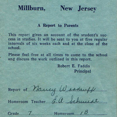 Millburn High School Report Card 1944