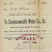 Blood Estate: Commonwealth Water Company Receipts, 1894 & 1895