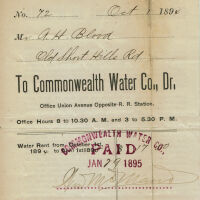          Blood Estate: Commonwealth Water Company Receipts, 1894 & 1895 picture number 1
   