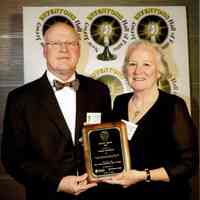          Crawford Cowles Campbell and Joanna Campbell Dellenbaugh, Stewart Walker Hartshorn's great grandchildren receiving the Special Award from the NJ Inventor's Hall of Fame on October 22, 2015.
   