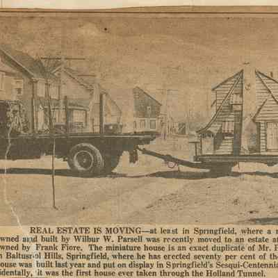 Wehrle Scrapbook: Wilbur Parsell House Relocation Photo, c. 1945