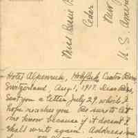 Bosworth: Postcard to Bessie Bosworth from Switzerland, 1917