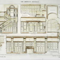 Taylor: Architectural elevation of main hall and stairs in the House of John Taylor, Esq., Milburn, N.J., 1910