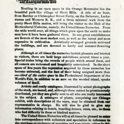 Horticultural Hub Notice of US Nurseries, 1893