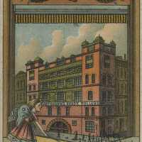 Hartshorn: Roller Shade Trade Card Broome St & Broadway, 1883