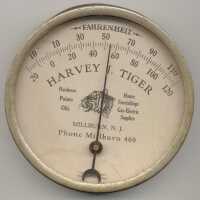 Harvey J. Tiger hardware store thermometer