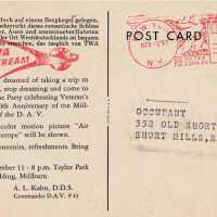 Postcard sent in 1957 to "Occupant" at 252 Old Short Hills Rd, Short Hills, from TWA