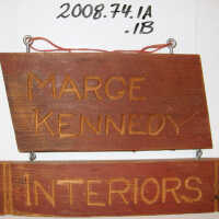 Advertising Sign: Marge Kennedy Interiors