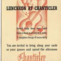 Chanticler Restaurant Luncheon Table Card