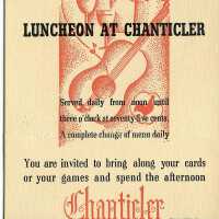 Chanticler Restaurant Luncheon Table Card