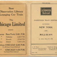 Lackawanna Railroad schedule between New York and Millburn, 1916