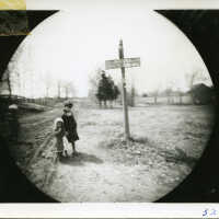 Signpost & Children-B&W Photograph